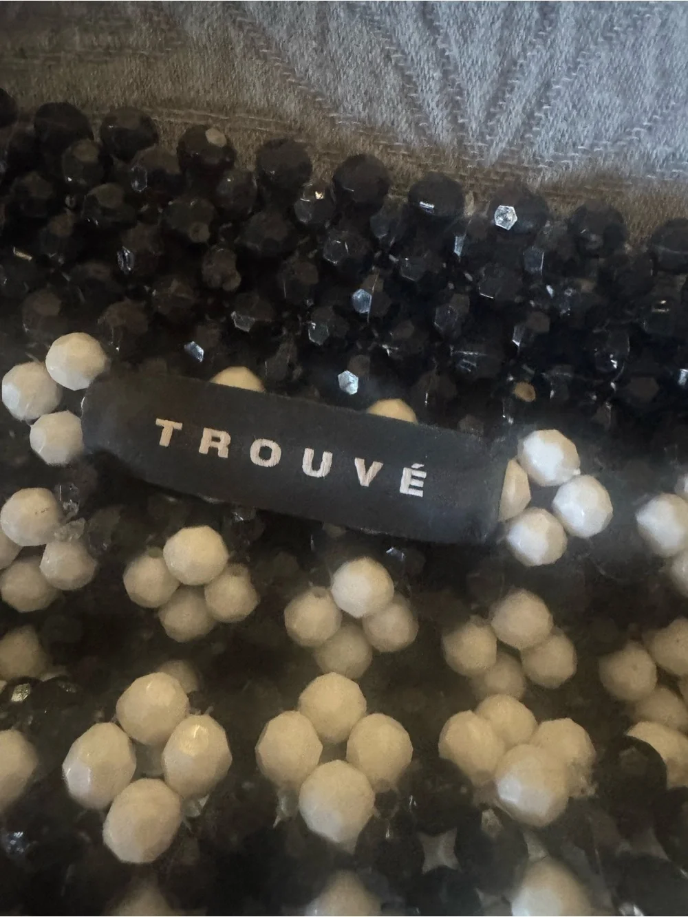 Trouve Black and White Beaded Checker Shoulder Bag
